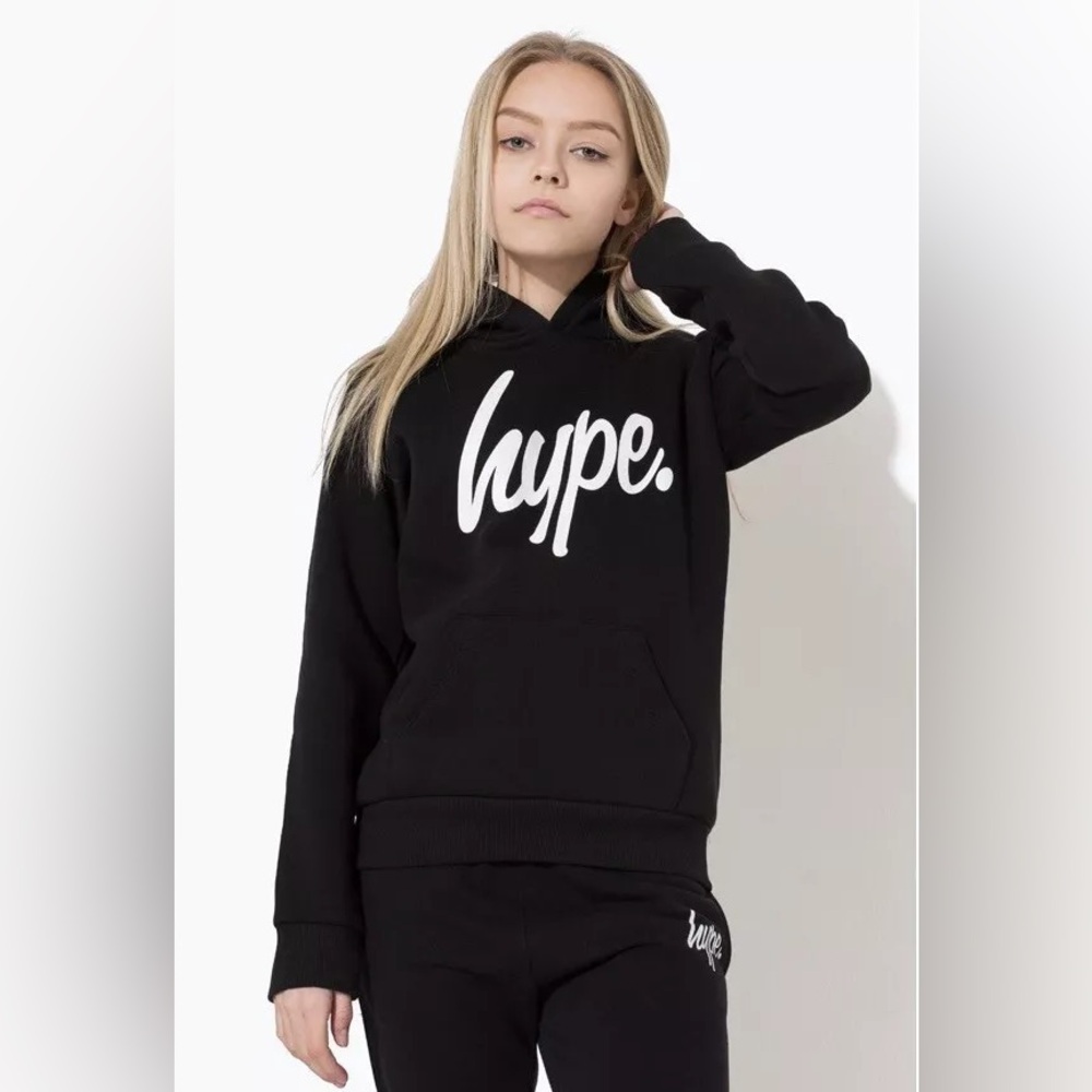 Hype Unisex Black Logo Script Pullover Hoodie
